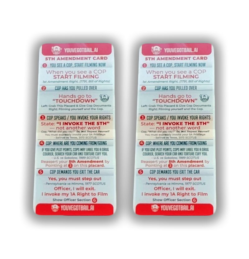 2 FIFTH AMENDMENT AUTO PLAQUE