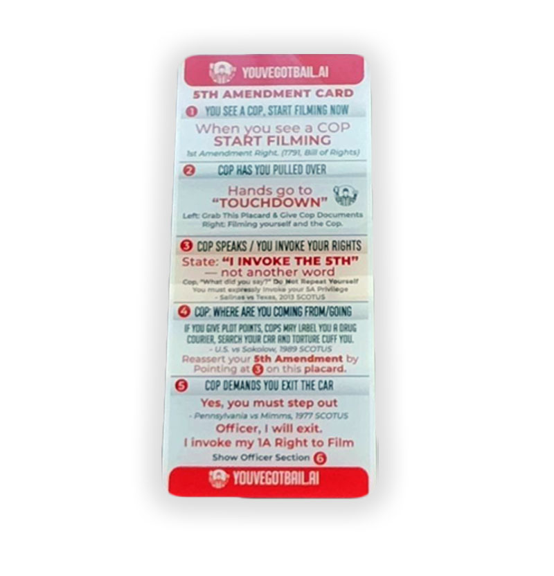 FIFTH AMENDMENT AUTO PLAQUE