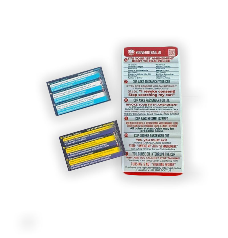 1 FIFTH AMENDMENT AUTO PLAQUE PLUS 2 COP CARDS